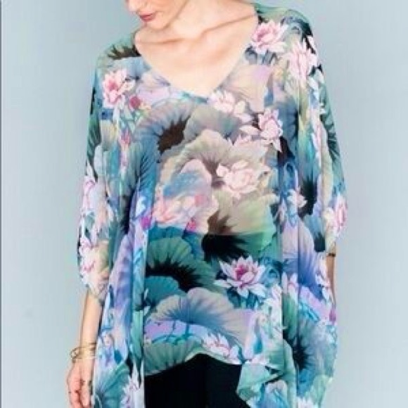 Floral Sheer Swim Coverup - Picture 1 of 7